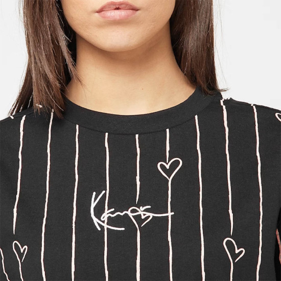 Karl Kani Γυναικεία κοντομάνικη μπλούζα Signature Heart Pinstripe OS Tee